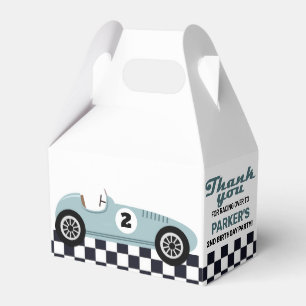 Blue Race Car Racing Checkered Birthday Party Favour Box