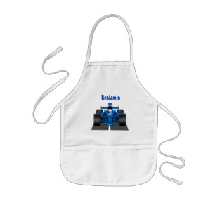 Blue Race Car Smock Apron