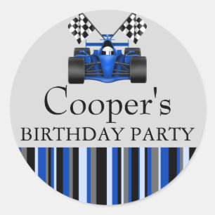 Blue Race Car Sticker