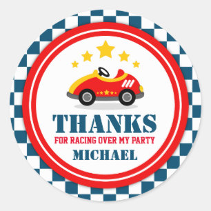 Blue Race Car Thank You Favour Tag
