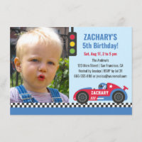 Blue Race Car Themed Boys Birthday Party Photo