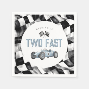 Blue Race Car TWO Fast 2nd birthday party Napkin