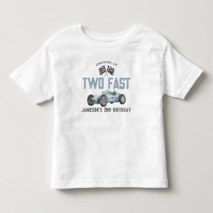 Blue Race Car Two Fast Birthday Boy Shirt