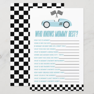 Blue Race Car Who Knows Mummy Baby Shower Game
