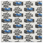 Blue Race Car with Chequered Flag