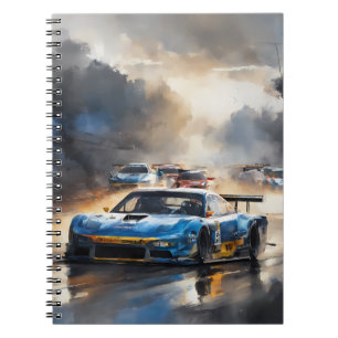 Blue Race car with the Sun Rising Notebook