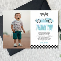 Blue Racecar Race Car Custom Photo Birthday Party