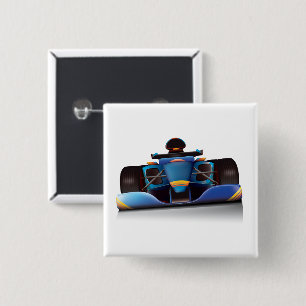 Blue Racing Car 15 Cm Square Badge