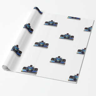 Blue Racing Car Wrapping Paper