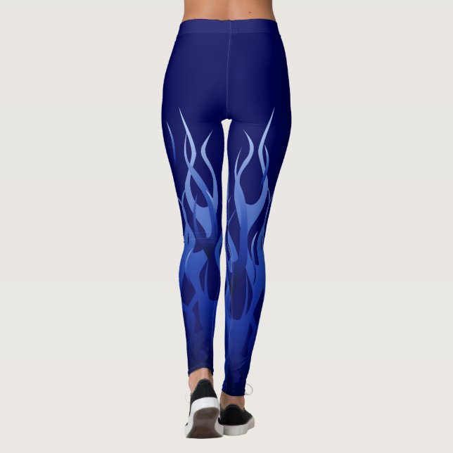 Blue Racing Flames Decor on Leggings (Back)