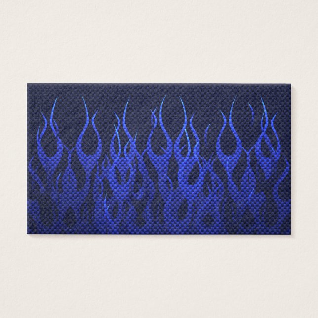 Blue Racing Flames on Carbon Fibre Print (Front)