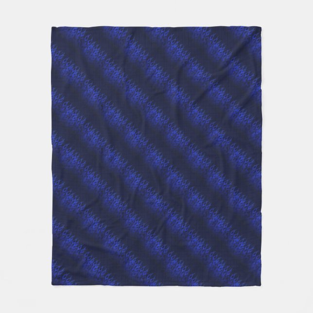 Blue Racing Flames on Carbon Fibre Print Fleece Blanket (Front)