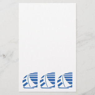 Blue Racing Sail Boats Custom Stationery