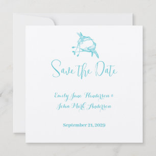 Blue Radiance Hummingbird Kiss Love Bird Wedding Invitation