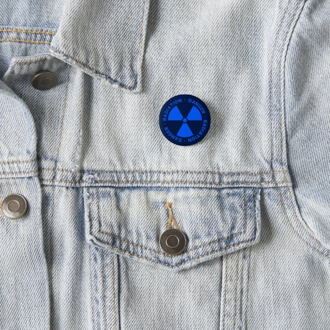 Blue Radiation Warning 3 Cm Round Badge (In Situ)