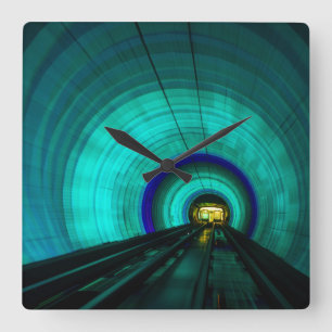 Blue railroad tunnel, Singapore Square Wall Clock