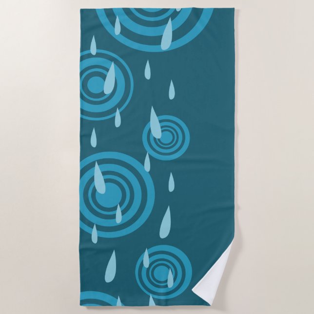 Blue Rain Beach Towel (Front)