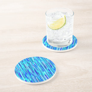 Blue Rain Drops Abstract Coaster