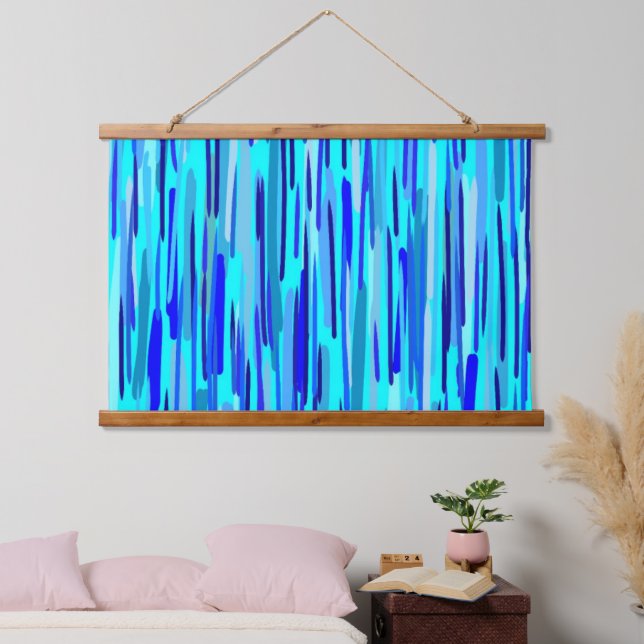 Blue Rain Drops Abstract  Hanging Tapestry (Bedroom)