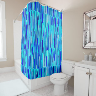 Blue Rain Drops Abstract Shower Curtain