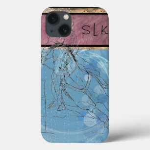 Blue Rain Monogram Barrel Racer iPhone 13 Case
