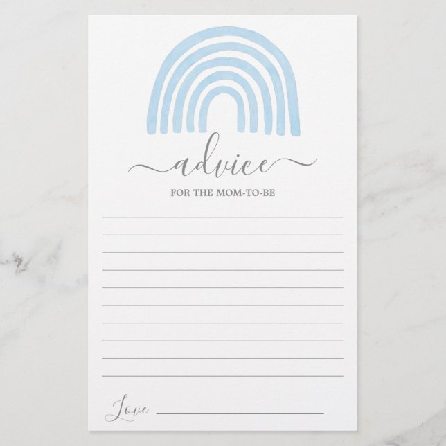 Blue Rainbow Advice for the Mum To Be card (Front)