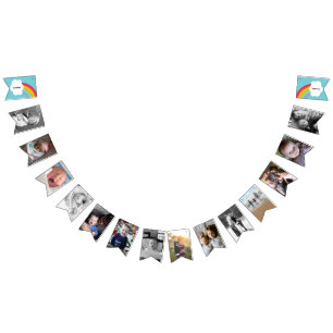 Blue Rainbow Baby 1st Birthday Photo Bunting