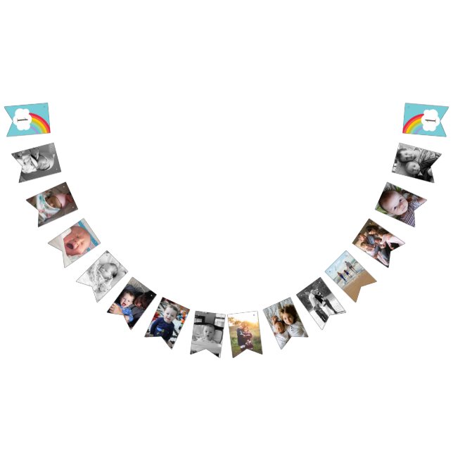 Blue Rainbow Baby 1st Birthday Photo Bunting (All)