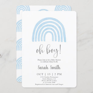Blue Rainbow Baby Shower boy Invitation