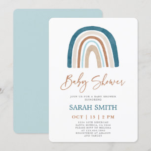Blue Rainbow Baby Shower boy Invitation