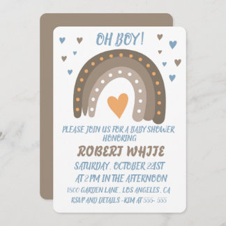Blue Rainbow Baby Shower Boy Invitation