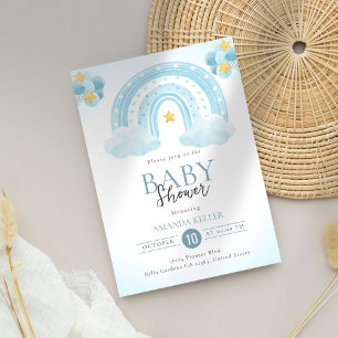 Blue Rainbow Baby Shower Invitation