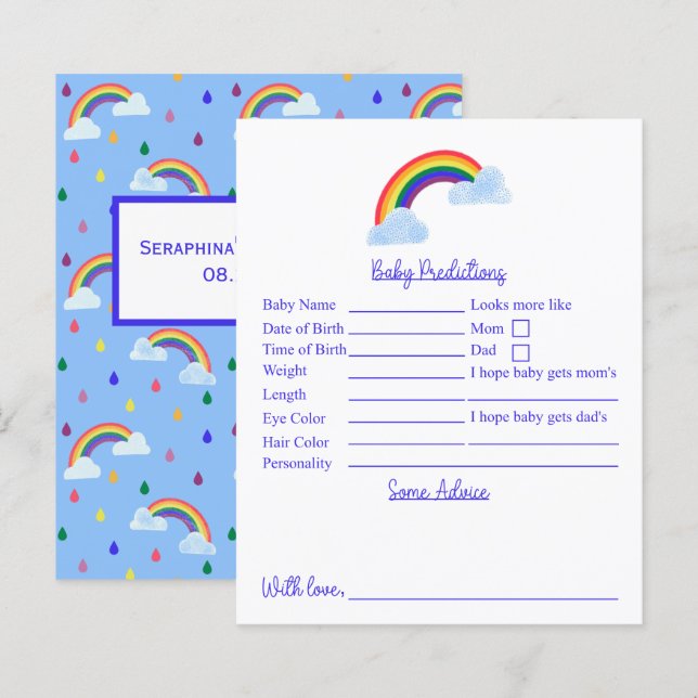 Blue Rainbow Baby Shower Predictions And Advice (Front/Back)