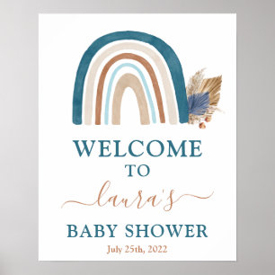 Blue Rainbow Baby Shower Welcome sign
