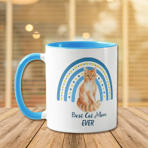 Blue Rainbow Best Ginger Cat Mum Mug