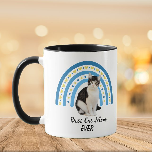 Blue Rainbow Best Grey White Cat Mum Mug (Creator Uploaded)
