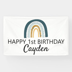 Blue Rainbow Birthday Banner