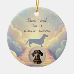 Blue Rainbow Bridge Dachshund Memorial Ornament