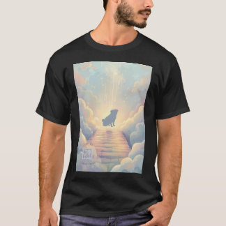 Blue Rainbow Bridge Pug Memorial Art with Grief Pl T-Shirt