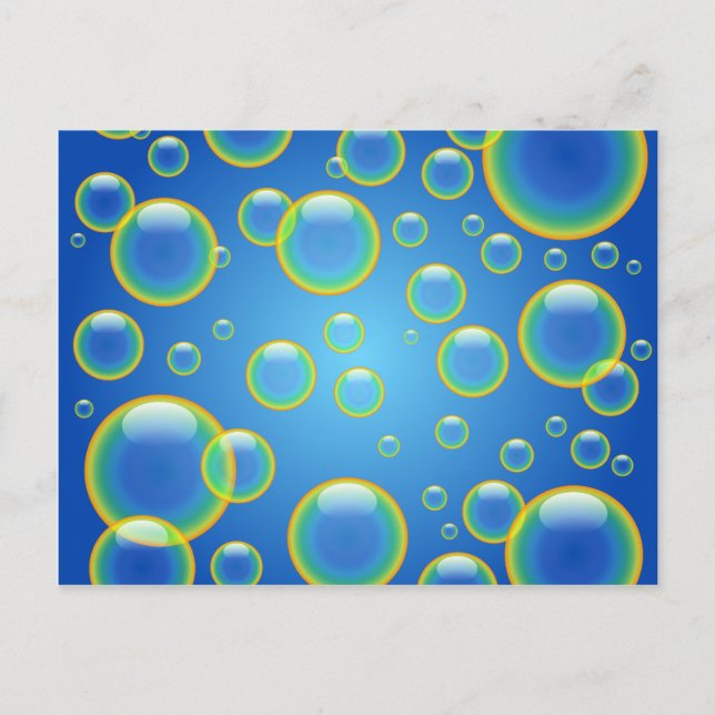 Blue Rainbow Bubbles Postcard (Front)