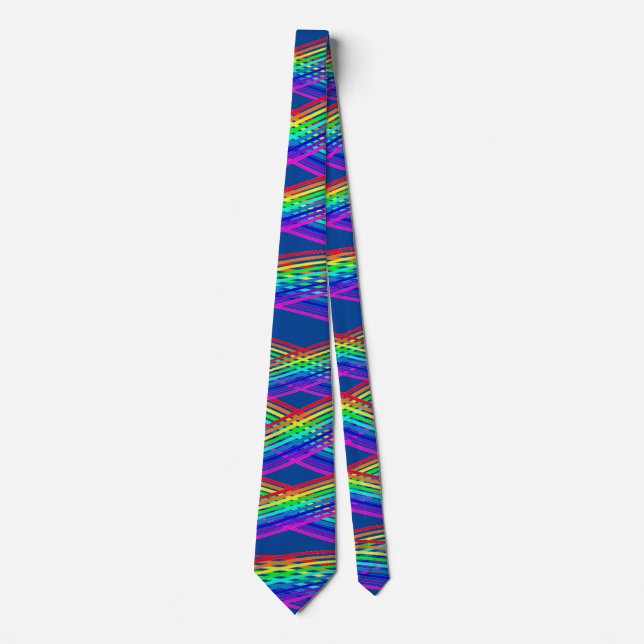 (Blue) Rainbow Colours Abstract  Tie (Front)