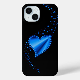 Blue Rainbow Heart with Stars iPhone 15 Case