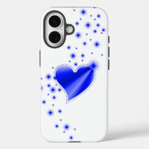 Blue Rainbow Heart with Stars iPhone 16 Case