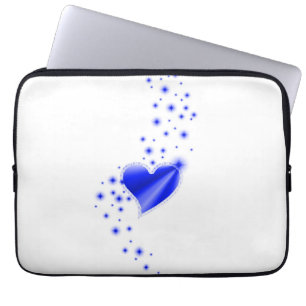 Blue Rainbow Heart with Stars Laptop Sleeve