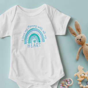 Blue Rainbow - I Love My Mummy With All My Heart Baby Bodysuit
