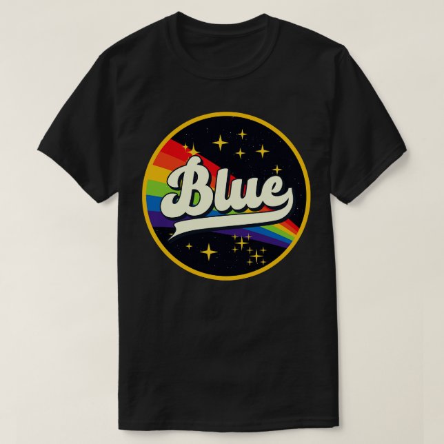 Blue Rainbow In Space Vintage Style T-Shirt (Design Front)