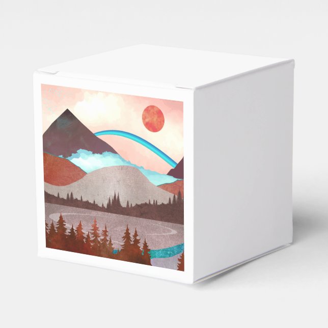 Blue Rainbow Landscape Favour Box (Front Side)