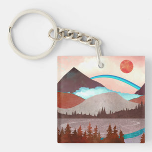 Blue Rainbow Landscape Key Ring