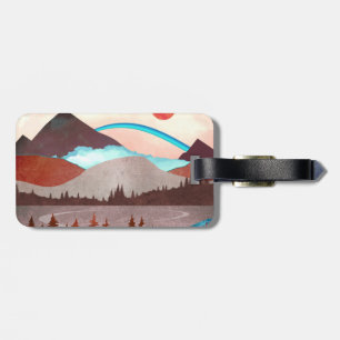 Blue Rainbow Landscape Luggage Tag