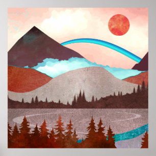 Blue Rainbow Landscape Poster